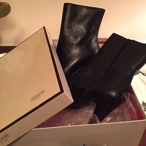 Coach Black Leather Booties